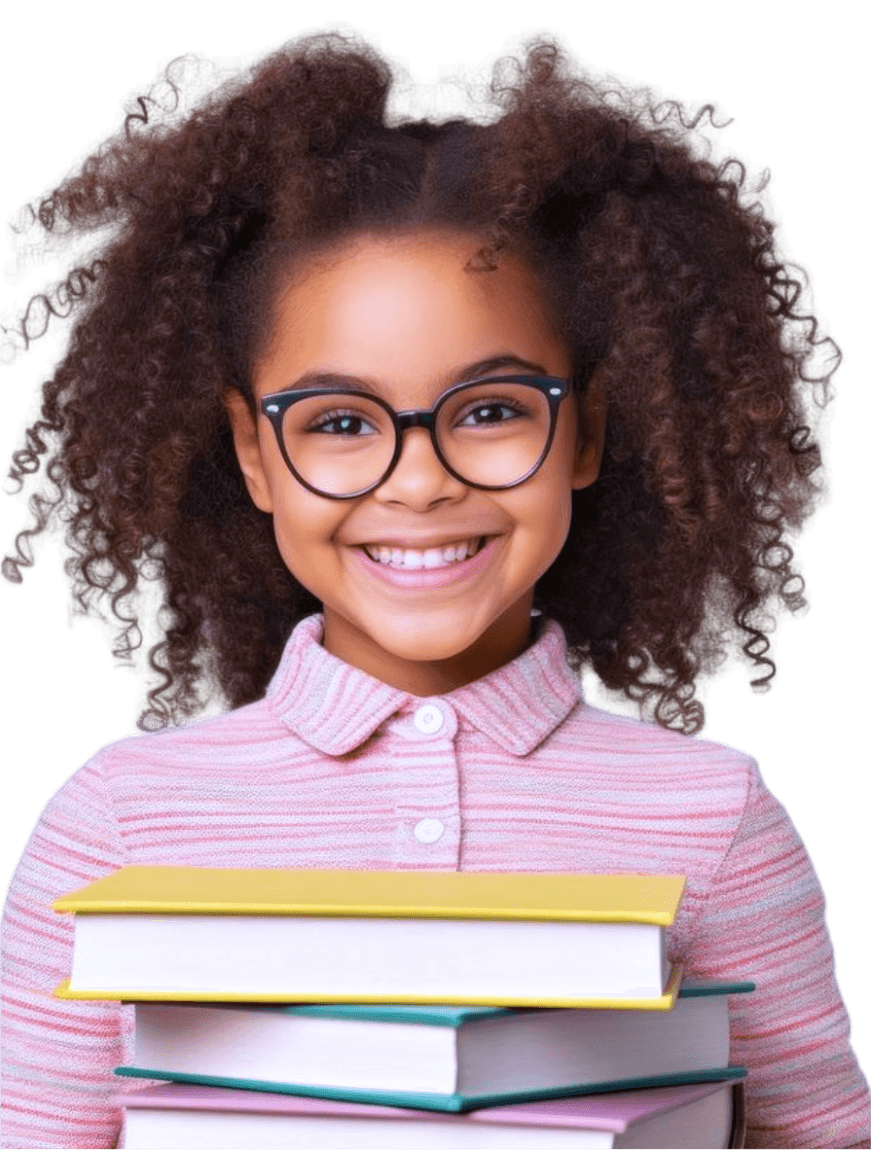 Smiling child with books